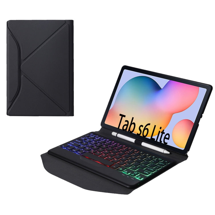B610S Diamond Texture Triangle Back Holder Splittable Bluetooth Keyboard Leather Tablet Case with Backlight for Samsung Galaxy Tab S6 Lite (Black Black) - Samsung Keyboard by PMC TechLife | Online Shopping South Africa | PMC TechLife