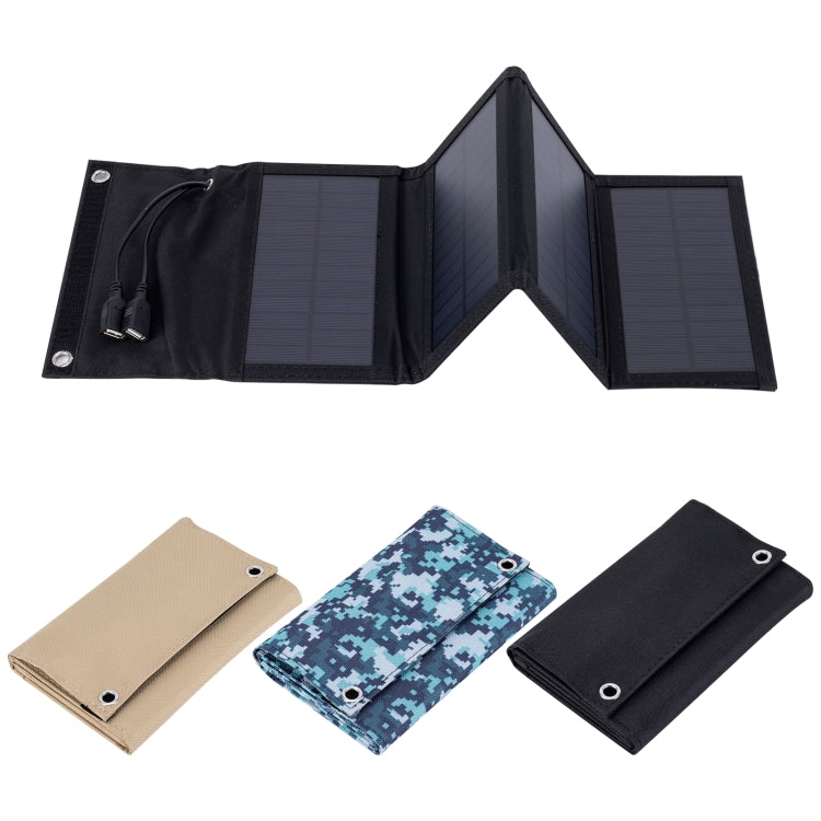 7W Monocrystalline Silicon Foldable Solar Panel Outdoor Charger with 5V Dual USB Ports (Black) - free shipping - PMC TechLife - Order now!