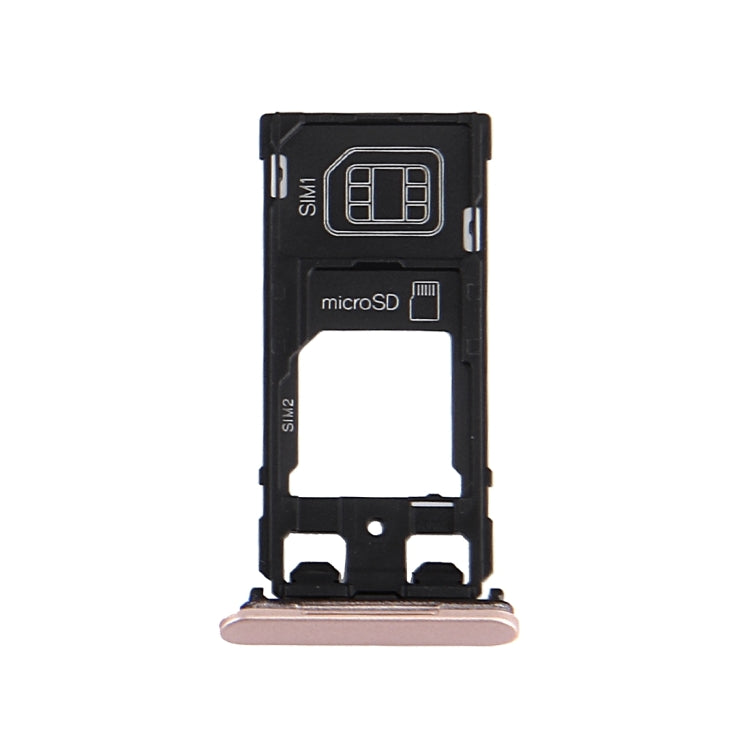 SIM Card Tray + Micro SD / SIM Card Tray + Card Slot Port Dust Plug for Sony Xperia X (Dual SIM Version)(Rose Gold) - Card Tray by PMc TechLife | Online Shopping South Africa | PMc TechLife | Buy Now Pay Later Mobicred