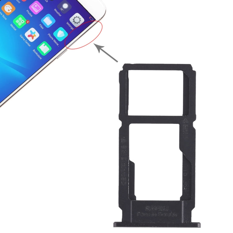 For OPPO R11 SIM Card Tray + SIM Card Tray / Micro SD Card Tray (Black) - free shipping - PMc TechLife - Order now!