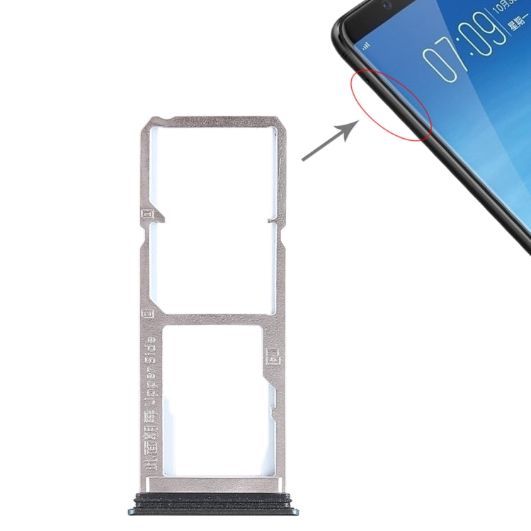 For Vivo Y75 2 x SIM Card Tray + Micro SD Card Tray (Black) - Card Socket by PMc TechLife | Online Shopping South Africa | PMc TechLife | Buy Now Pay Later Mobicred