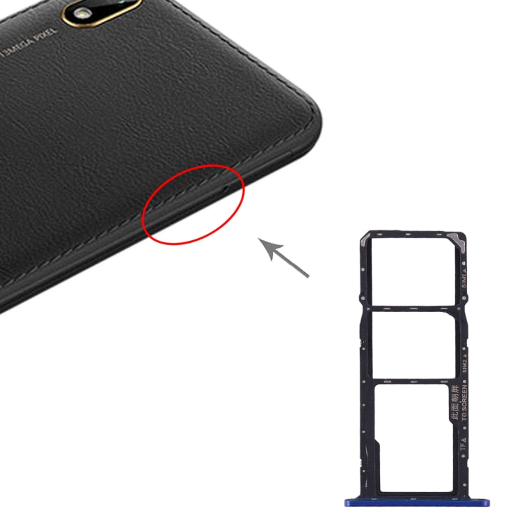 SIM Card Tray + SIM Card Tray + Micro SD Card Tray for Huawei Y5 (2019) (Blue) - Card Socket by PMc TechLife | Online Shopping South Africa | PMc TechLife | Buy Now Pay Later Mobicred