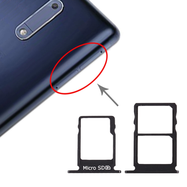 SIM Card Tray + SIM Card Tray + Micro SD Card Tray for Nokia 5 / N5 TA-1024 TA-1027 TA-1044 TA-1053 (Black) - free shipping - PMc TechLife - Order now!