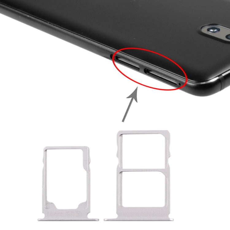 SIM Card Tray + SIM Card Tray + Micro SD Card Tray for Nokia 3.1 TA-1049 TA-1057 TA-1063 TA-1070 (White) - Card Tray by PMc TechLife | Online Shopping South Africa | PMc TechLife | Buy Now Pay Later Mobicred