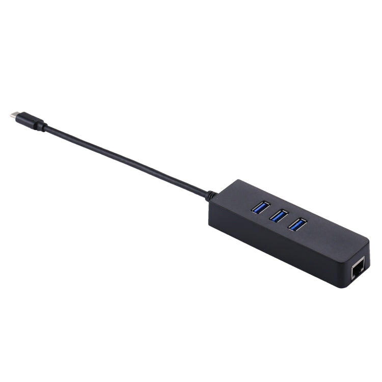 USB-C / Type-C to 3 USB 3.0 Ports HUB + RJ45 High Speed Gigabit Ethernet Adapter Multi-function LAN Adapter - Lan Cable and Tools by PMC Jewellery | Online Shopping South Africa | PMC Jewellery | Buy Now Pay Later Mobicred