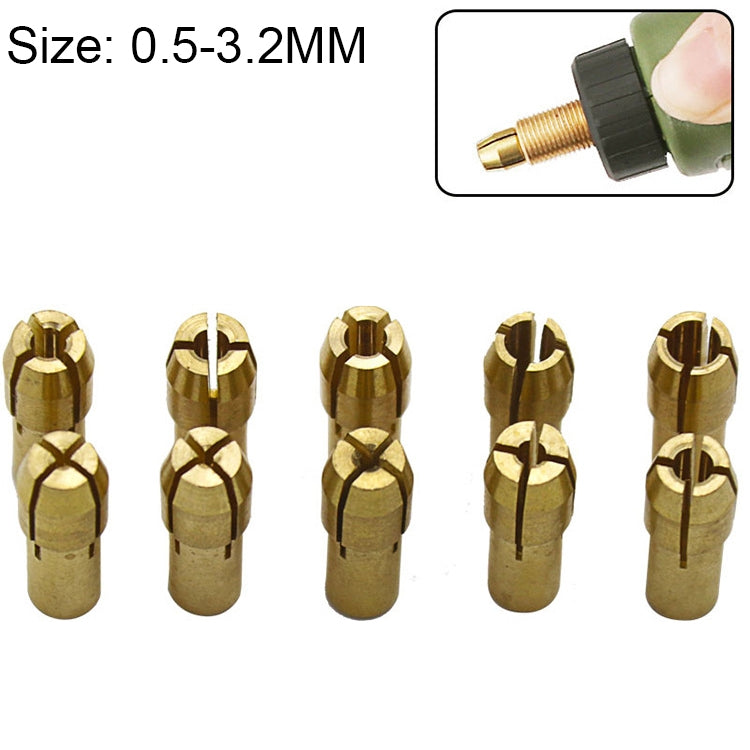 10 in 1 Three-claw Copper Clamp Nut for Electric Mill Fittings���Bore diameter: 0.5-3.2mm - Hex Key & Spanner by PMC TechLife | Online Shopping South Africa | PMC TechLife | Buy Now Pay Later Mobicred