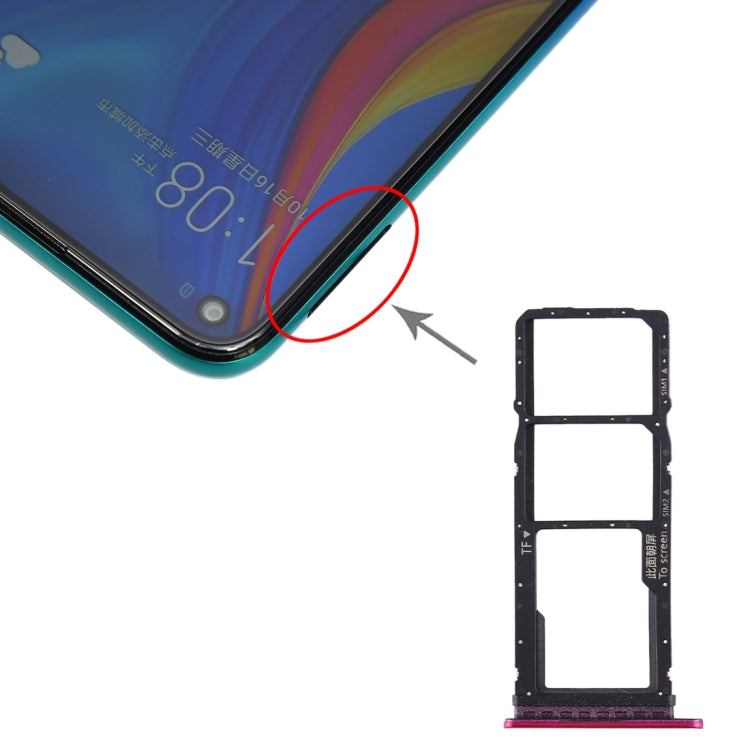 SIM Card Tray + SIM Card Tray + Micro SD Card Tray for Huawei Enjoy 10 / Honor Play 3 (Purplish Red) - Card Socket by PMc TechLife | Online Shopping South Africa | PMc TechLife | Buy Now Pay Later Mobicred