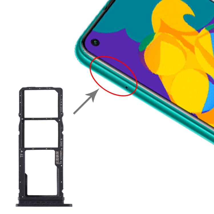 SIM Card Tray + SIM Card Tray + Micro SD Card Tray for Huawei Honor Play 4T (Black) - Card Socket by PMc TechLife | Online Shopping South Africa | PMc TechLife | Buy Now Pay Later Mobicred