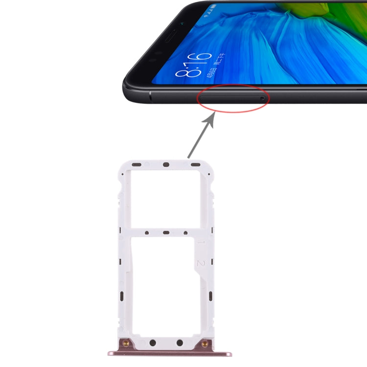 2 SIM Card Tray / Micro SD Card Tray for Xiaomi Redmi 5 Plus(Rose Gold) - Card Tray by PMc TechLife | Online Shopping South Africa | PMc TechLife | Buy Now Pay Later Mobicred