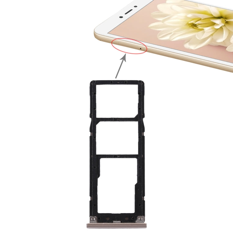 2 SIM Card Tray + Micro SD Card Tray for Xiaomi Redmi Note 5A(Gold) - Card Tray by PMc TechLife | Online Shopping South Africa | PMc TechLife | Buy Now Pay Later Mobicred
