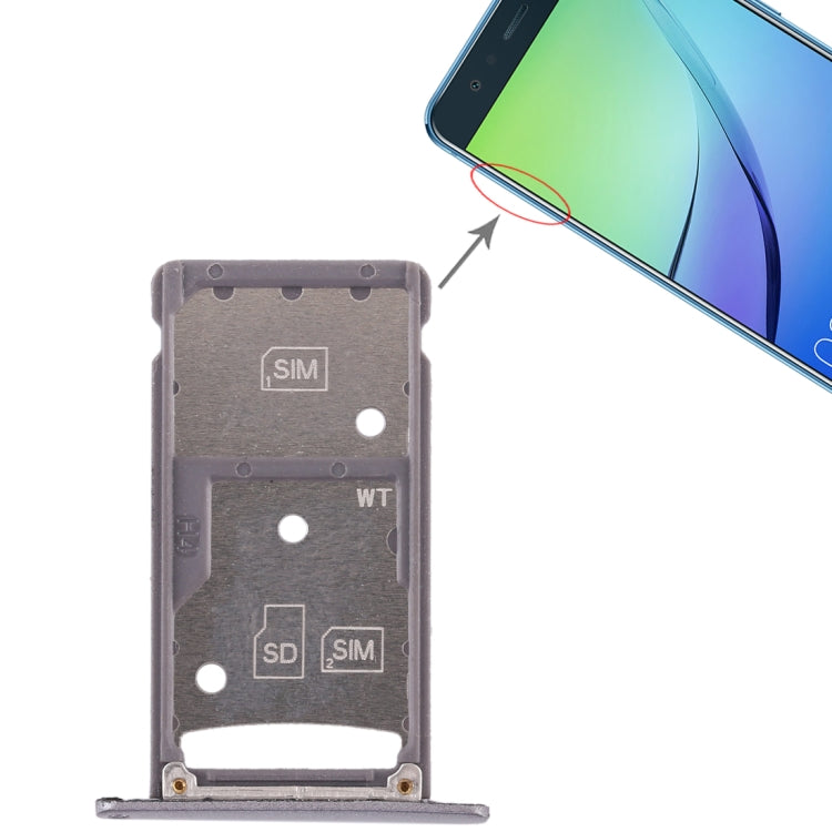 2 SIM Card Tray / Micro SD Card Tray for Huawei Enjoy 6 / AL00(Grey) - Card Socket by PMc TechLife | Online Shopping South Africa | PMc TechLife | Buy Now Pay Later Mobicred