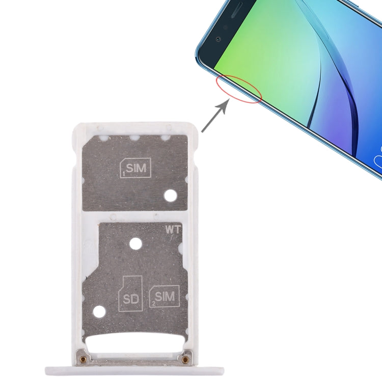 2 SIM Card Tray / Micro SD Card Tray for Huawei Enjoy 6 / AL00(White) - Card Socket by PMc TechLife | Online Shopping South Africa | PMc TechLife | Buy Now Pay Later Mobicred