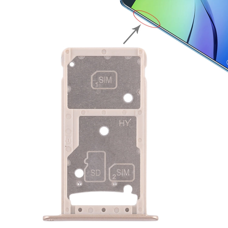 2 SIM Card Tray / Micro SD Card Tray for Huawei Enjoy 6 / AL10(Gold) - Card Socket by PMc TechLife | Online Shopping South Africa | PMc TechLife | Buy Now Pay Later Mobicred