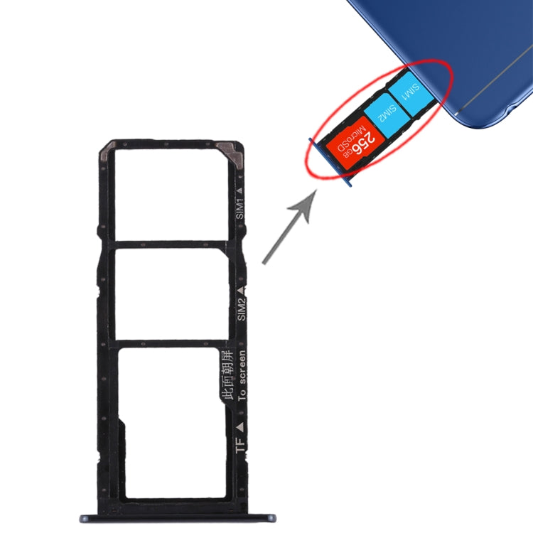 SIM Card Tray + SIM Card Tray + Micro SD Card for Huawei Honor 7A (Black) - Card Socket by PMc TechLife | Online Shopping South Africa | PMc TechLife | Buy Now Pay Later Mobicred