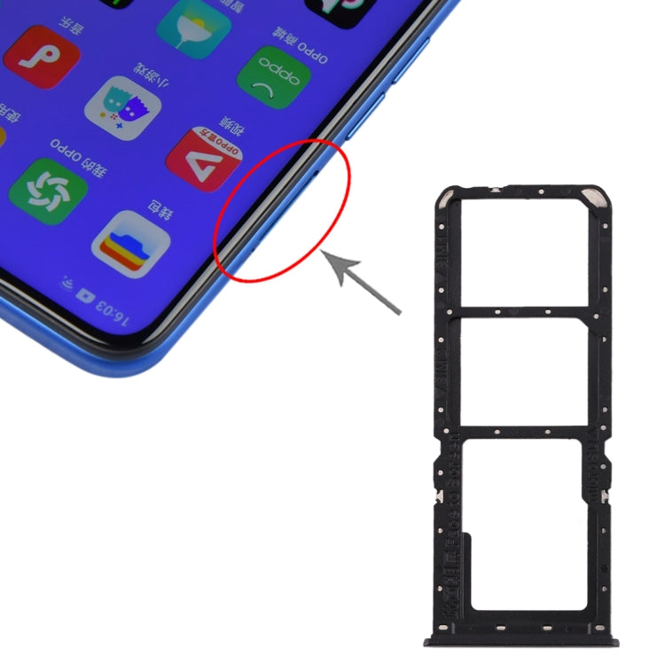 For OPPO A11x/A11/A9(2020)/A5(2020) SIM Card Tray + SIM Card Tray + Micro SD Card Tray (Black) - free shipping - PMc TechLife - Order now!