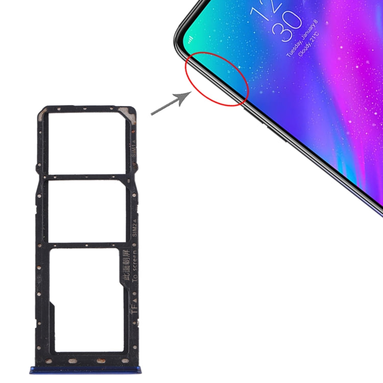 For OPPO Realme 3 SIM Card Tray + SIM Card Tray + Micro SD Card Tray (Blue) - Card Socket by PMc TechLife | Online Shopping South Africa | PMc TechLife | Buy Now Pay Later Mobicred