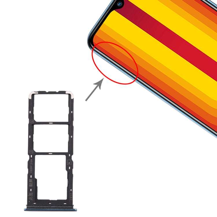 For vivo Y3 SIM Card Tray + SIM Card Tray + Micro SD Card Tray (Dark Blue) - Card Socket by PMc TechLife | Online Shopping South Africa | PMc TechLife | Buy Now Pay Later Mobicred