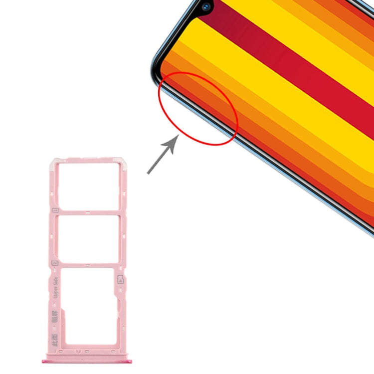 For vivo Y3 SIM Card Tray + SIM Card Tray + Micro SD Card Tray (Red) - Card Socket by PMc TechLife | Online Shopping South Africa | PMc TechLife | Buy Now Pay Later Mobicred