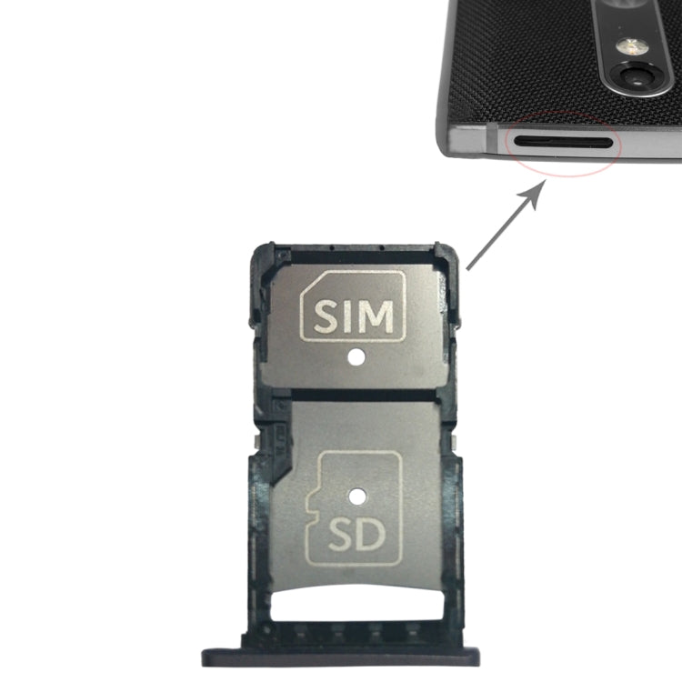 SIM Card Tray + Micro SD Card Tray for Motorola Droid Turbo 2 / XT1585(Grey) - Card Socket by PMc TechLife | Online Shopping South Africa | PMc TechLife | Buy Now Pay Later Mobicred