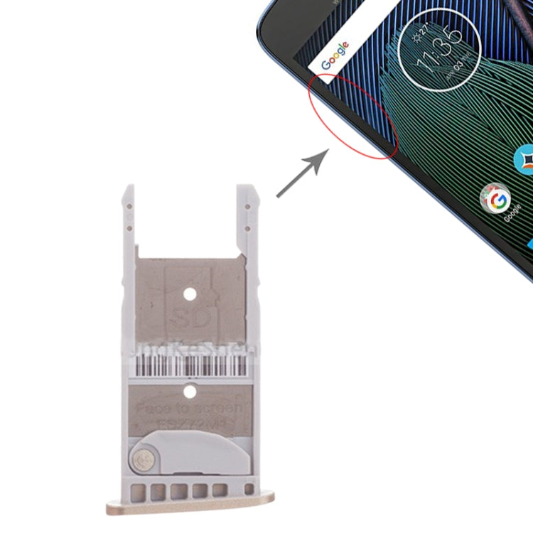 SIM Card Tray + Micro SD Card Tray for Motorola Moto G5 Plus (Gold) - Card Socket by PMc TechLife | Online Shopping South Africa | PMc TechLife | Buy Now Pay Later Mobicred