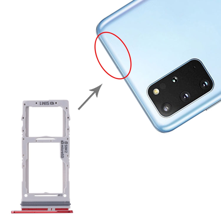 For Samsung Galaxy S20+ / Galaxy S20 Ultra SIM Card Tray + SIM Card Tray / Micro SD Card Tray (Red) - free shipping - PMc TechLife - Order now!