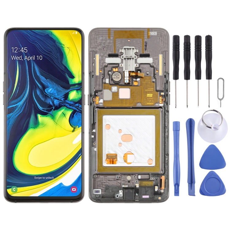 Original Super AMOLED LCD Screen for Galaxy A80 Digitizer Full Assembly with Frame (Black) - free shipping - PMc TechLife - Order now!