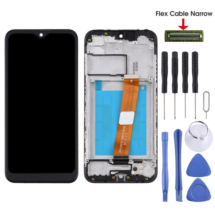 For Samsung Galaxy A01 SM-A015F OEM LCD Screen Digitizer Full Assembly with Frame, Flex Cable Narrow (Black) - free shipping - PMc TechLife - Order now!