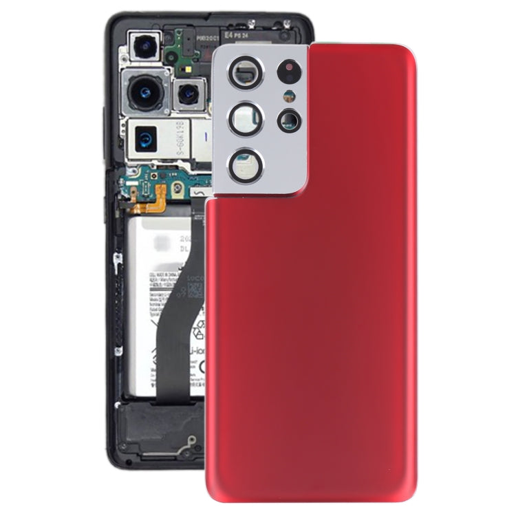For Samsung Galaxy S21 Ultra 5G Battery Back Cover with Camera Lens Cover (Red) - free shipping - PMc TechLife - Order now!
