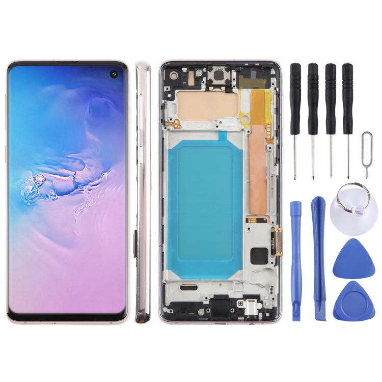 For Samsung Galaxy S10 4G SM-G973F 6.05 inch TFT LCD Screen Digitizer Full Assembly with Frame, Not Supporting Fingerprint Identification(Gold) - free shipping - PMC TechLife - Order now!