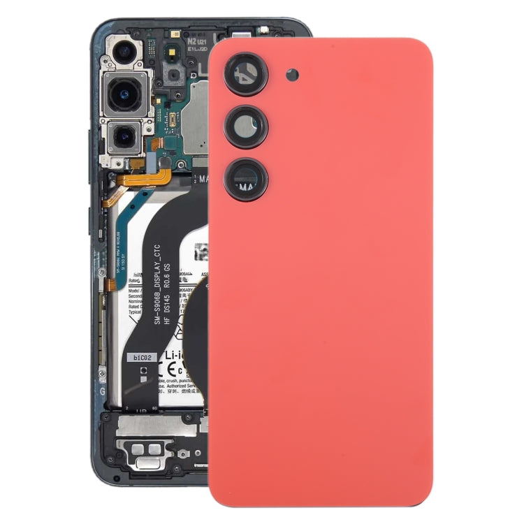 For Samsung Galaxy S23 SM-S911B OEM Glass Battery Back Cover with Camera Lens Cover(Red) - free shipping - PMc TechLife - Order now!