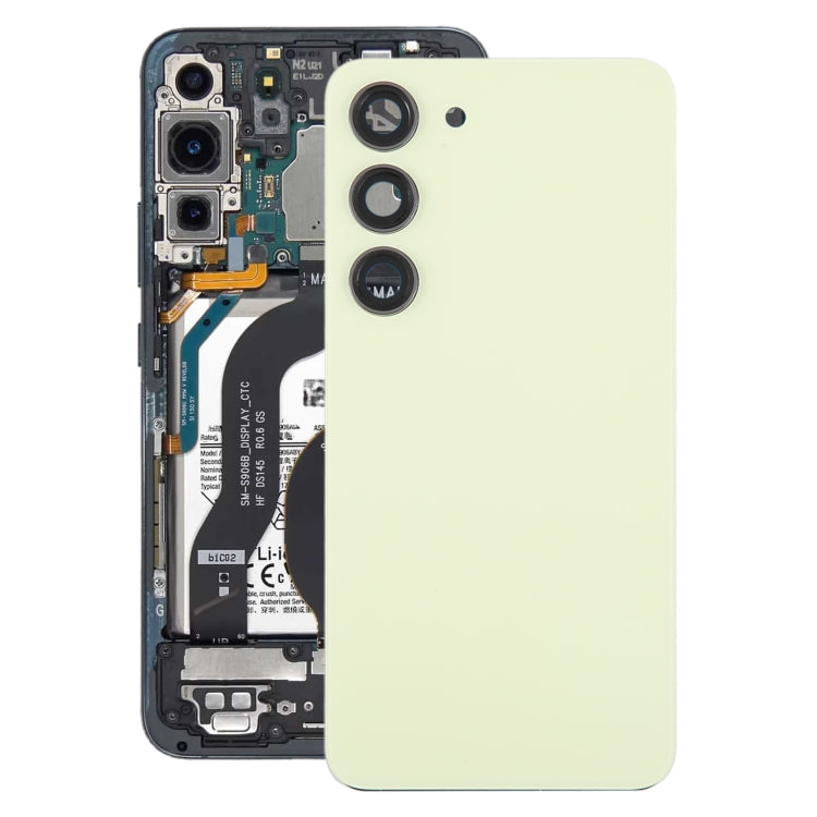 For Samsung Galaxy S23 SM-S911B OEM Glass Battery Back Cover with Camera Lens Cover(Yellow) - free shipping - PMc TechLife - Order now!