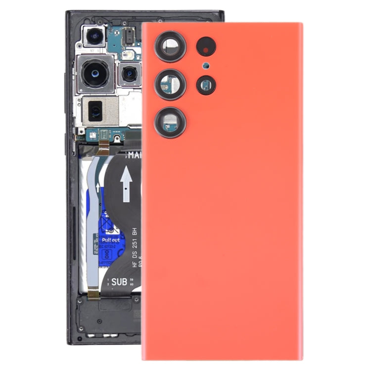 For Samsung Galaxy S23 Ultra SM-S918 Glass Battery Back Cover with Camera Lens Cover(Red) - free shipping - PMc TechLife - Order now!