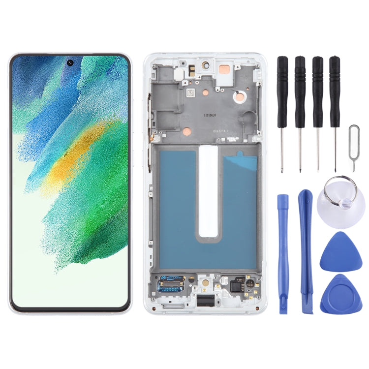 For Samsung Galaxy S21 FE 5G SM-G990B Original LCD Screen Digitizer Full Assembly with Frame (White) - free shipping - PMc TechLife - Order now!