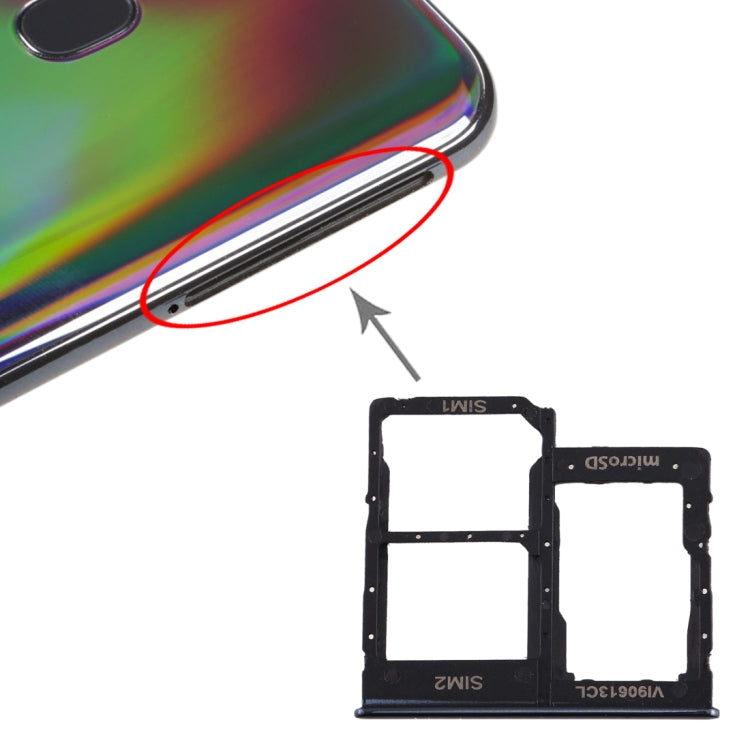 For Galaxy A40 SIM Card Tray + SIM Card Tray + Micro SD Card Tray (Black) - free shipping - PMc TechLife - Order now!