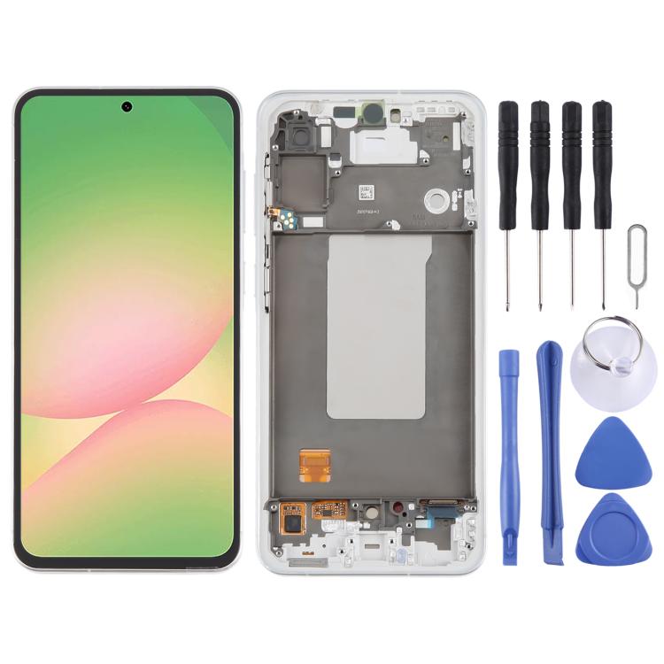 For Samsung Galaxy A56 SM-A566B Original LCD Screen Digitizer Full Assembly with Frame (Silver) - free shipping - PMc TechLife - Order now!