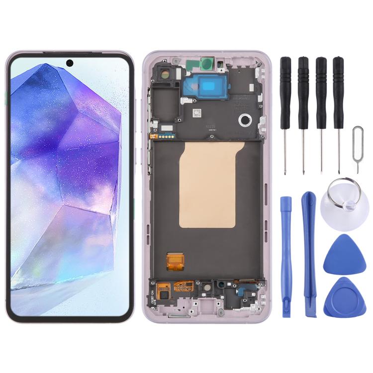 For Samsung Galaxy A55 SM-A556B Original LCD Screen Digitizer Full Assembly with Frame (Pink) - free shipping - PMc TechLife - Order now!