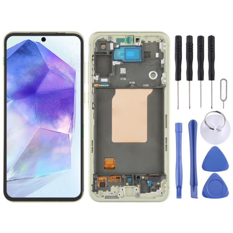 For Samsung Galaxy A55 SM-A556B Original LCD Screen Digitizer Full Assembly with Frame (Light Green) - free shipping - PMc TechLife - Order now!