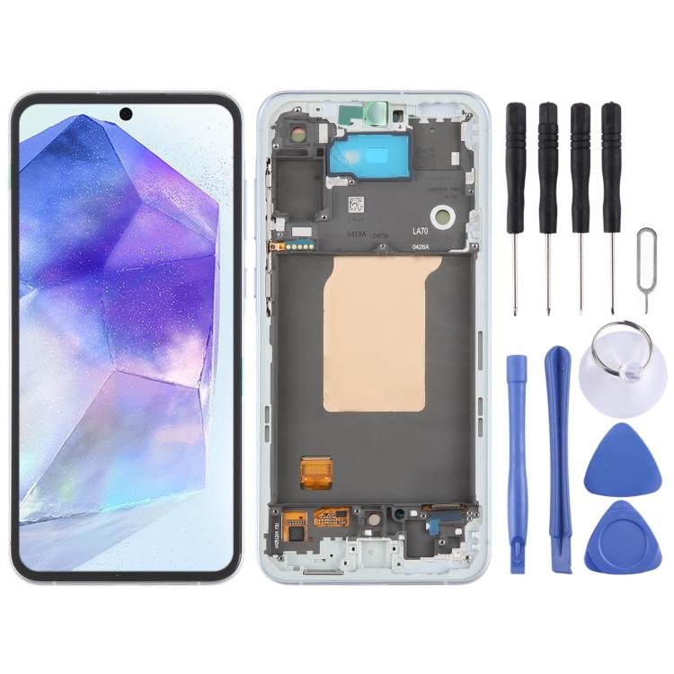 For Samsung Galaxy A55 SM-A556B Original LCD Screen Digitizer Full Assembly with Frame (Baby Blue) - free shipping - PMc TechLife - Order now!