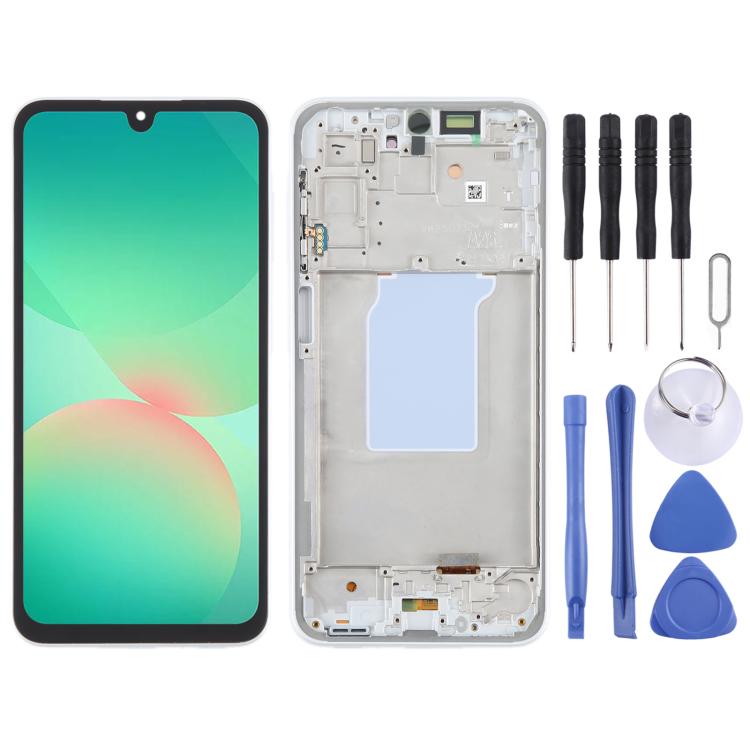 For Samsung Galaxy A26 SM-A266B 6.66 inch OLED LCD Screen Digitizer Full Assembly with Frame (White) - free shipping - PMc TechLife - Order now!