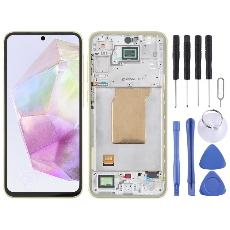 For Samsung Galaxy A35 SM-A356B OLED LCD Screen Digitizer Full Assembly with Frame (Light Green) - free shipping - PMc TechLife - Order now!