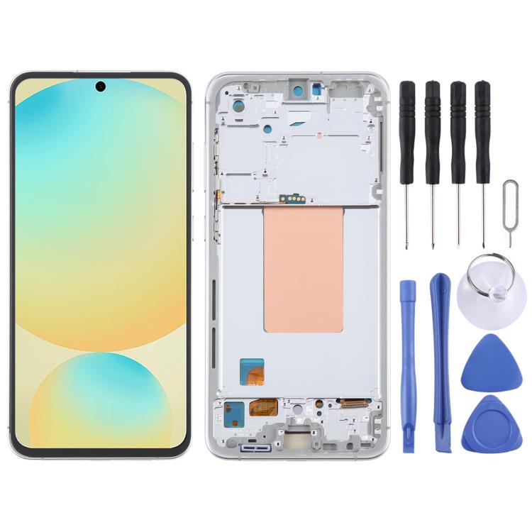 For Samsung Galaxy S24 FE SM-S721B OLED LCD Screen Digitizer Full Assembly with Frame (Silver) - free shipping - PMC TechLife - Order now!