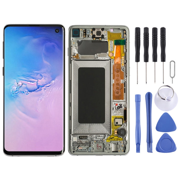 Original Super AMOLED LCD Screen for Galaxy S10 4G Digitizer Full Assembly with Frame (White) - free shipping - PMc TechLife - Order now!