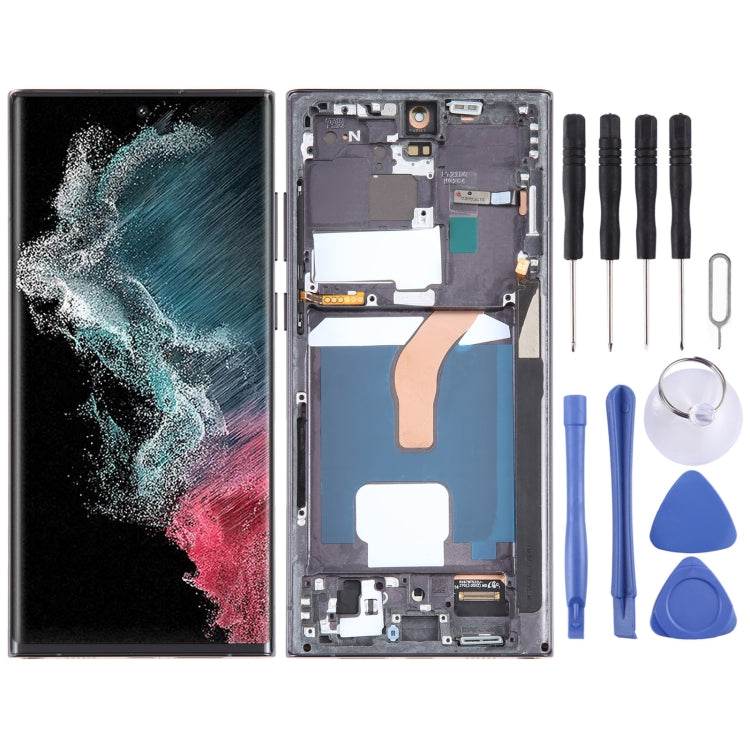 For Samsung Galaxy S22 Ultra 5G SM-S908U US Edition 6.78 inch OLED LCD Screen Digitizer Full Assembly with Frame (Black) - free shipping - PMc TechLife - Order now!