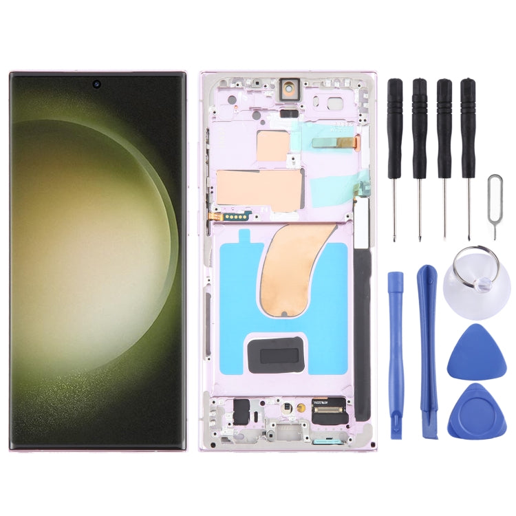 For Samsung Galaxy S23 Ultra 5G SM-S918U US Edition 6.78 inch OLED LCD Screen Digitizer Full Assembly with Frame (Purple) - free shipping - PMc TechLife - Order now!