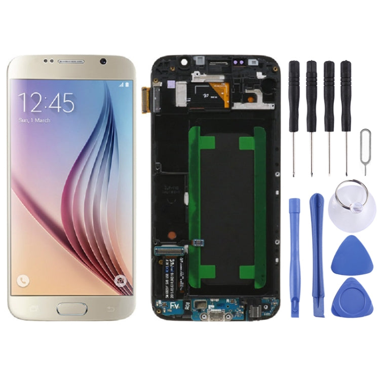 Original Super AMOLED LCD Screen For Samsung Galaxy S6 SM-G920F Digitizer Full Assembly with Frame (Gold) - free shipping - PMc TechLife - Order now!