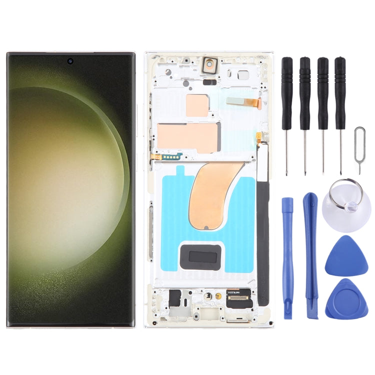 For Samsung Galaxy S23 Ultra 5G SM-S918B EU Edition 6.78 inch OLED LCD Screen Digitizer Full Assembly with Frame (Silver) - free shipping - PMc TechLife - Order now!