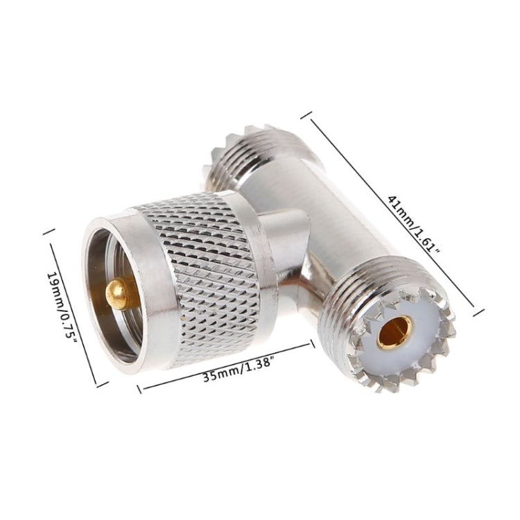 T-shape UHF Male PL259 To 2 UHF Female Adapter - Connector by PMC TechLife | Online Shopping South Africa | PMC TechLife