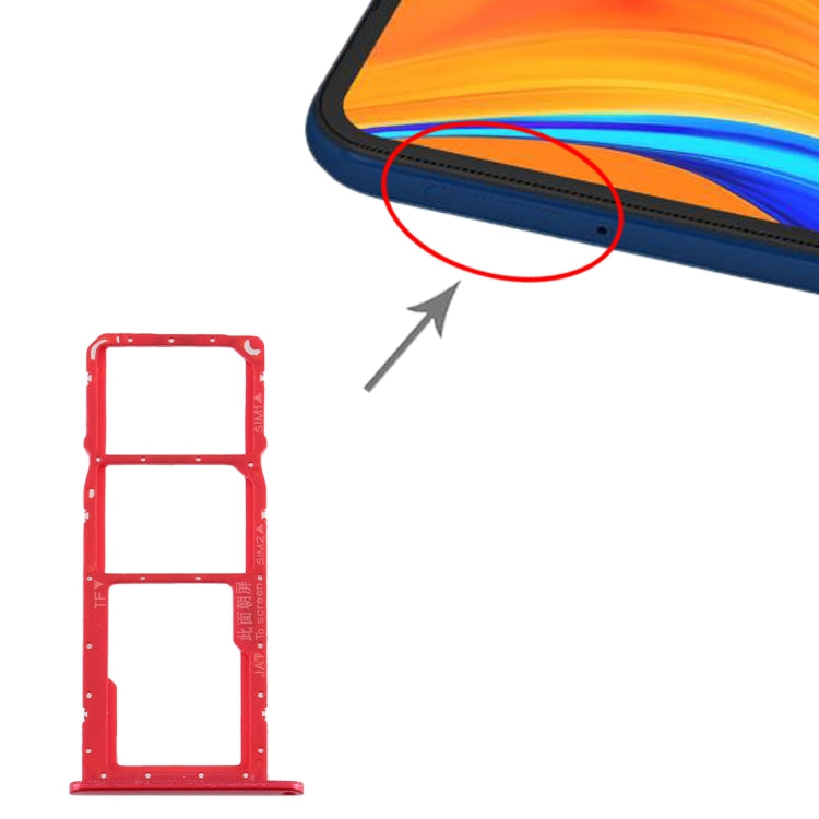 SIM Card Tray + SIM Card Tray + Micro SD Card Tray for Huawei Y6s (2019) (Red) - Card Socket by PMc TechLife | Online Shopping South Africa | PMc TechLife | Buy Now Pay Later Mobicred