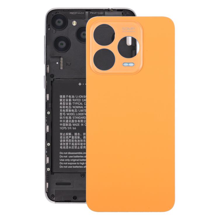 For ZTE Blade V70 Design Leather Material Battery Back Cover with Adhesive(Orange) - For ZTE by PMc TechLife | Online Shopping South Africa | PMc TechLife | Buy Now Pay Later Mobicred