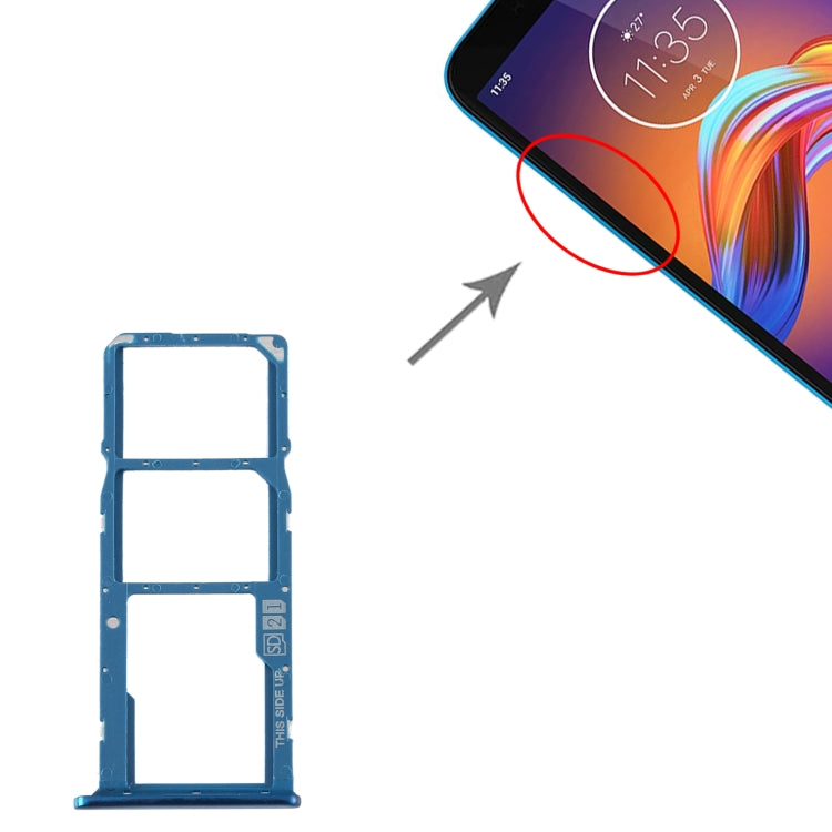 SIM Card Tray + SIM Card Tray + Micro SD Card Tray for Motorola Moto E6 Play/XT2029/XT2029-1(Blue) - Card Socket by PMc TechLife | Online Shopping South Africa | PMc TechLife | Buy Now Pay Later Mobicred